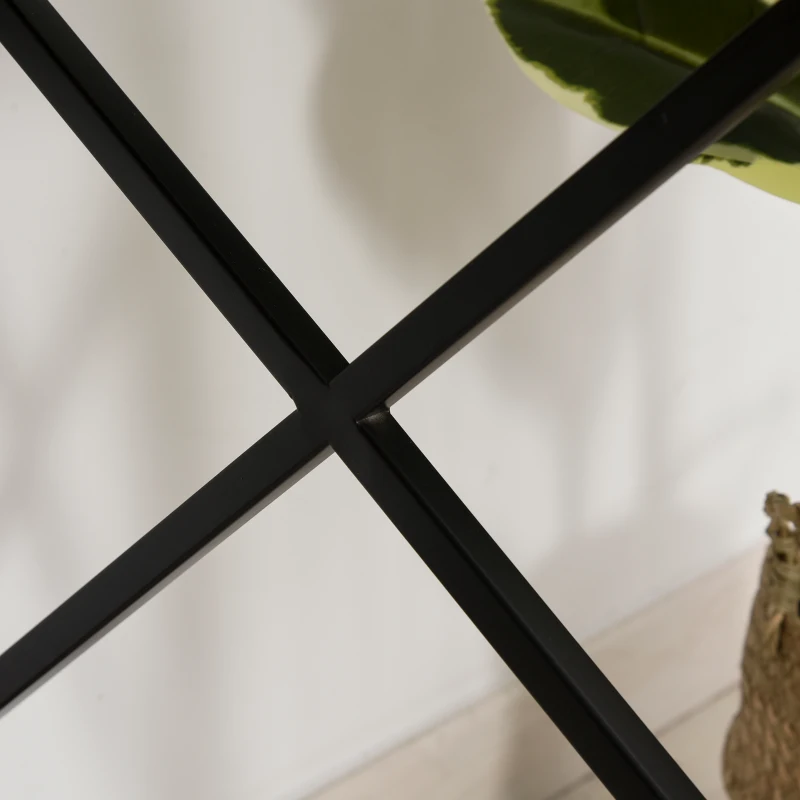 HOMCOM Bureau Design Industriel Grand Plateau 2 niches métal Noir Panneaux Particules Imitation Bois veinage Marron