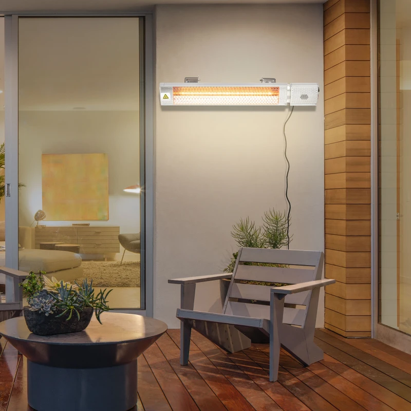 Outsunny Stufa da Esterno Elettrica 1000W/2000W, Pannello Riscaldante a Parete con Telecomando, in Alluminio, 67.5x10.5x7cm