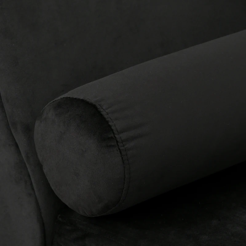 HOMCOM Chaise Longue Divano con Cuscino Rotondo in Flanella 160 x 56 x 75cm Nero