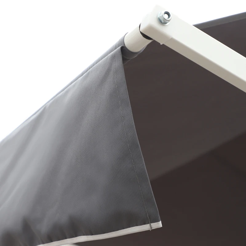 Outsunny Store Double Pente 3 x 3 m Manuel rétractable Inclinaison réglable Acier époxy Blanc Polyester imperméabilisé Anti-UV Gris