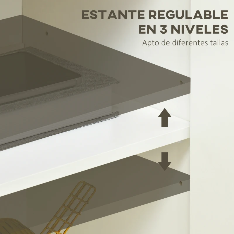 HOMCOM Aparador de Salón Mueble Auxiliar de Cocina con 2 Puertas y Estante Ajustable para Comedor Entrada 80x37x75 cm Blanco