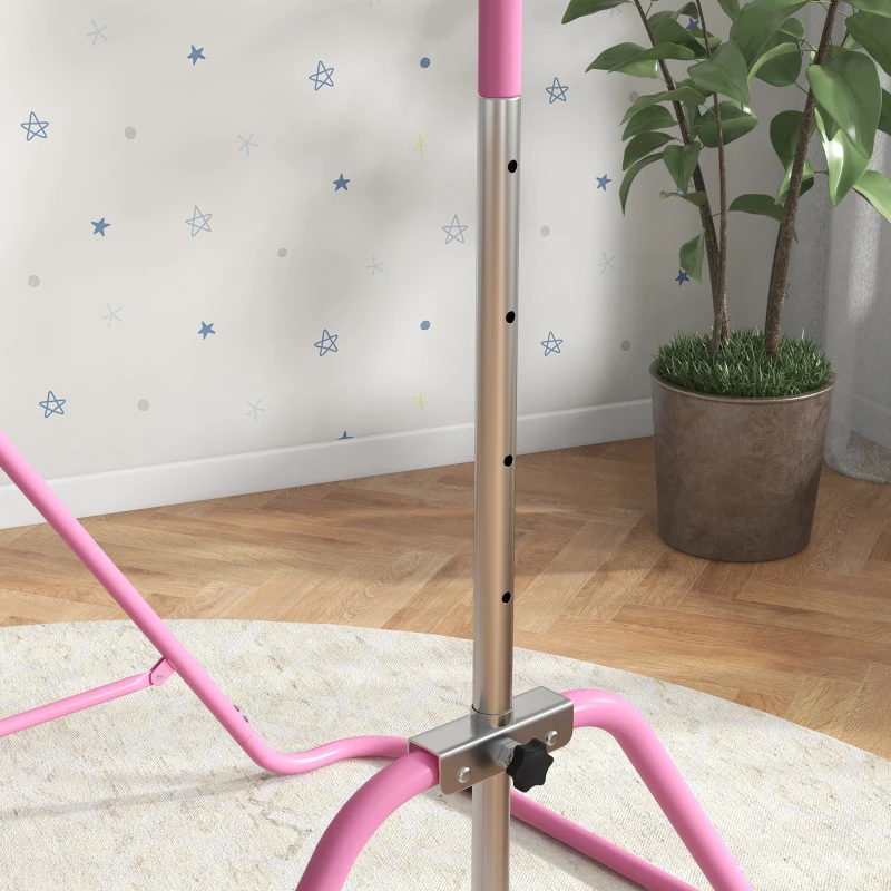 HOMCOM Barre fixe de gymnastique pour enfants pliante hauteur réglable de 88 à 128 cm rose