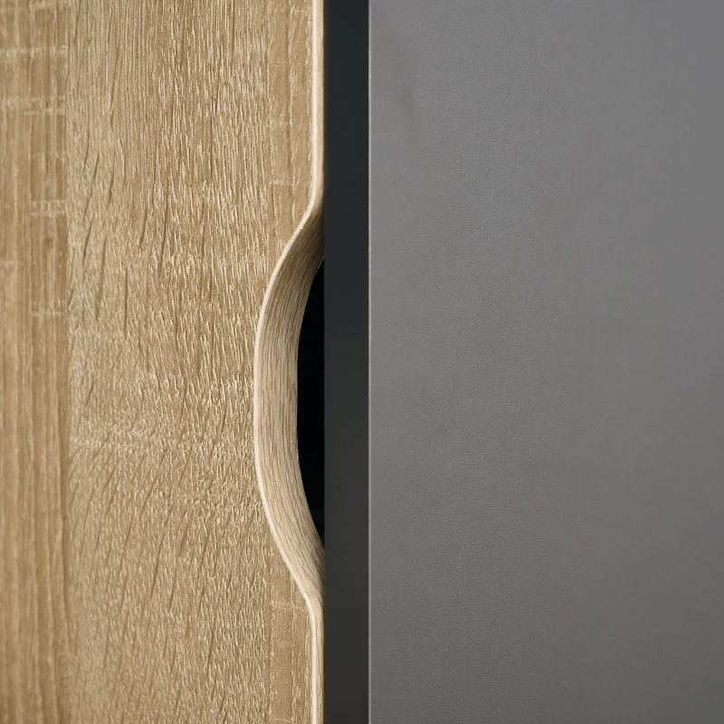 HOMCOM Kitchen Cupboard, Freestanding Storage Cabinet with 3 Adjustable Shelves, Drawer and Stemware Rack for Living Room, Dining Room, Natural