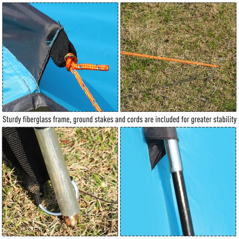 Outsunny Tente de camping ouverte 10-12 pers. max. - bâche anti-pluie - voile d'ombrage grande taille dim. 4,7L x 4,7l x 2H m - sac transport inclus - bleu