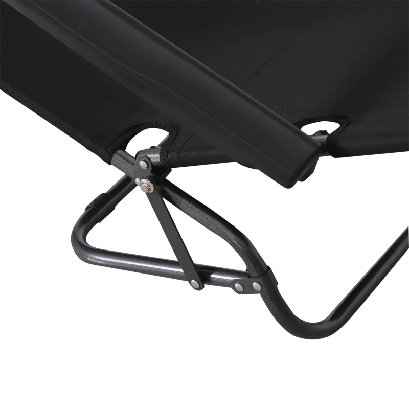 Outsunny Chaise Longue inclinable transat Bain de Soleil fauteuil relax jardin 2 en 1 Pliant têtière Amovible Charge Max. 136 Kg Toile Oxford Facile d'entretien Noir