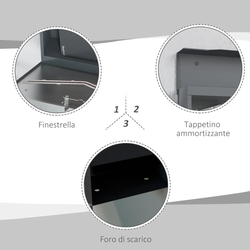 HOMCOM Cassetta Postale in Acciaio con 2 Chiavi di Sicurezza, Fessura a V e Foro di Drenaggio, 37x10.5x37 cm, Grigia