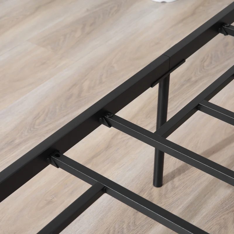 HOMCOM Struttura Letto Matrimoniale in Acciaio 160x200cm con Doghe, Testiera e Pediera - Nero