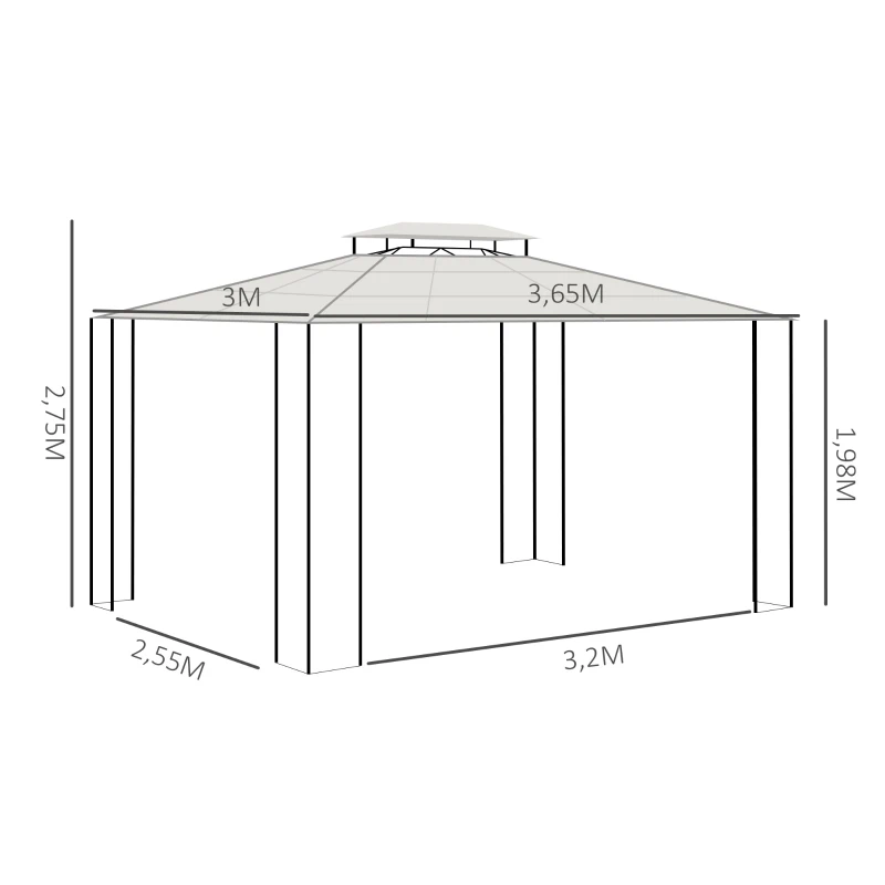 Outsunny Cenador para Jardín 3,6x3 m con Marco de Aluminio Pabellón para Exterior con Techo de Policarbonato Anti-UV Gazebo para Fiestas Eventos Marrón
