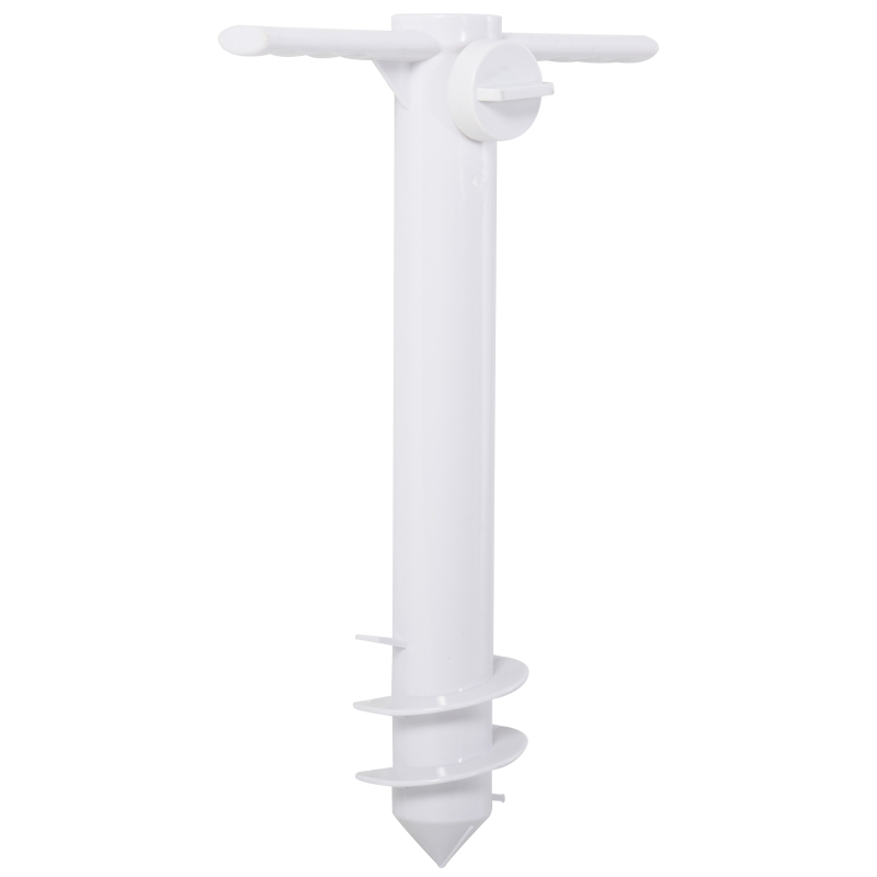 Outsunny Piqueta para Sombrilla con Perilla de Apretar Ajuste Universal Protección contra Viento Apto para Poste entre Ø22-38 mm 37x24 cm Blanco