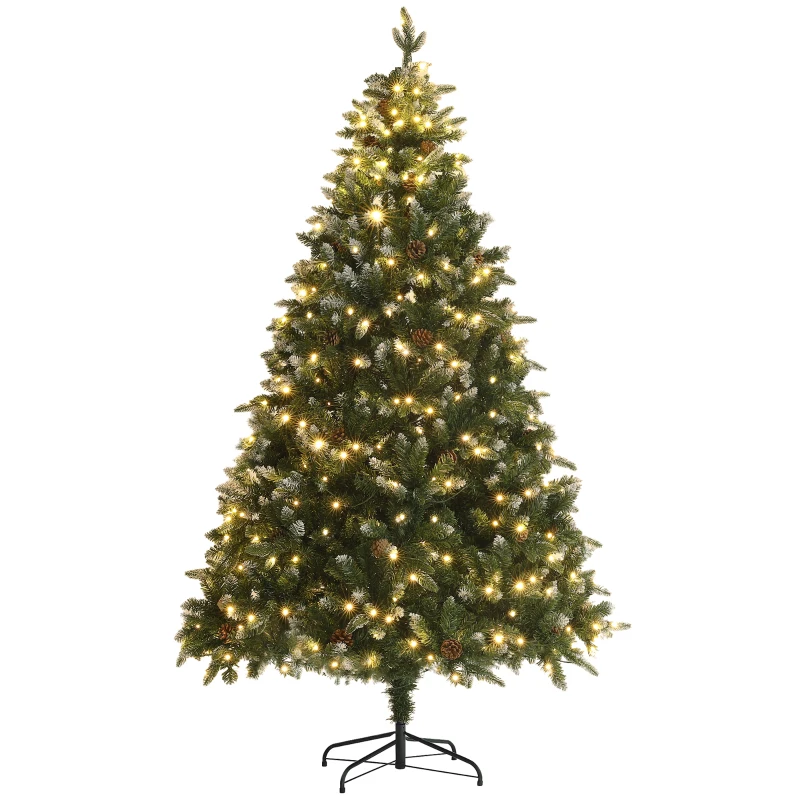 HOMCOM 7ft LED Pre-Lit Artificial Christmas Tree, with Base
