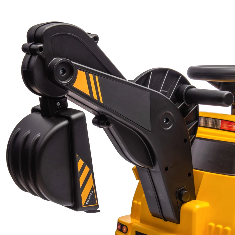 HOMCOM Ruspa Giocattolo 3 in 1 con Volante e Benna di Scavo, 100x43x48.5 cm, Giallo e Nero