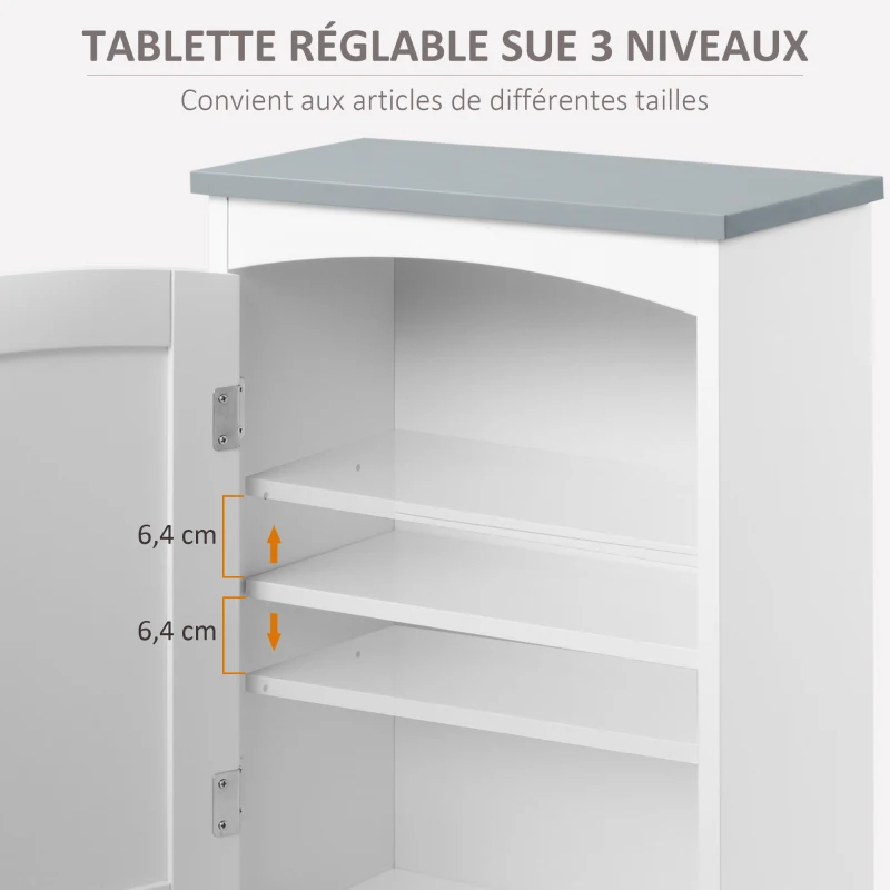 kleankin Meuble wc suspendu armoire à pharmacie murale armoire salle de bain rangement avec porte et étagère réglable - 41 x 18,5 x 52 cm - MDF - blanc