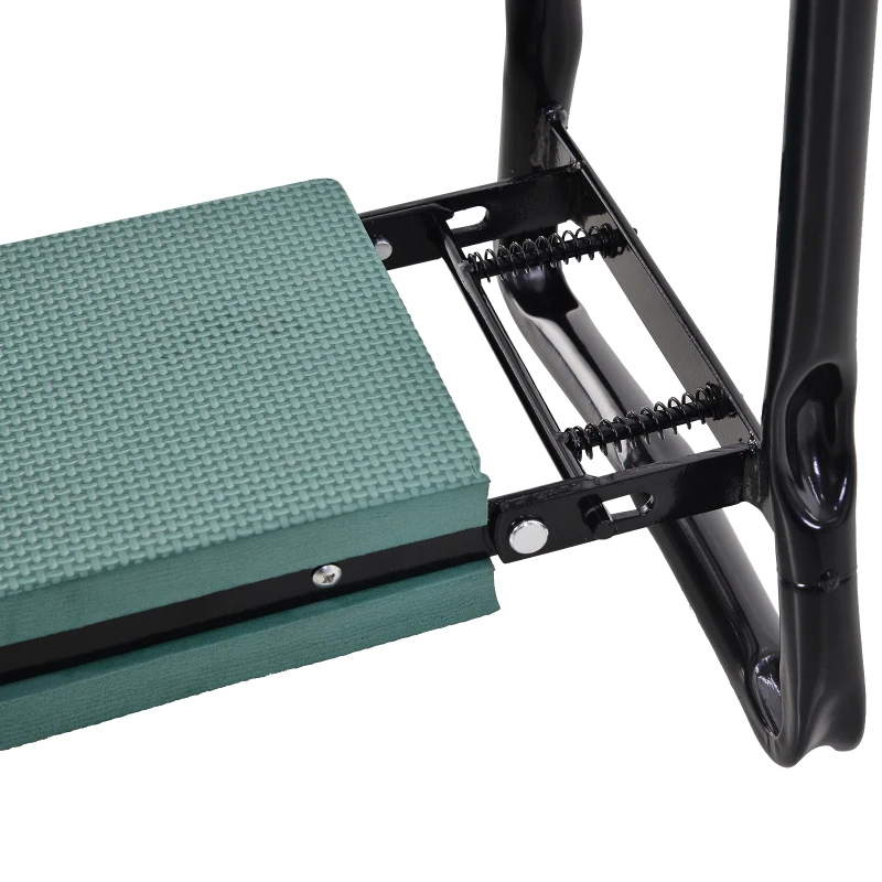 Outsunny Inginocchiatoio Panca da Giardino Pieghevole 2 in 1, Cuscini in EVA e Borsa Portaoggetti, Colore: Verde e Nero