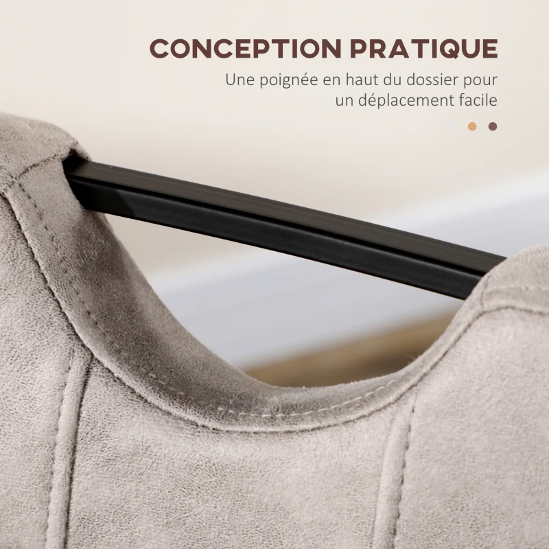 HOMCOM Lot de 4 chaises de salle à manger revêtement microfibre avec pieds luge en acier et poignée 43 x 58,5 x 99,5 cm gris