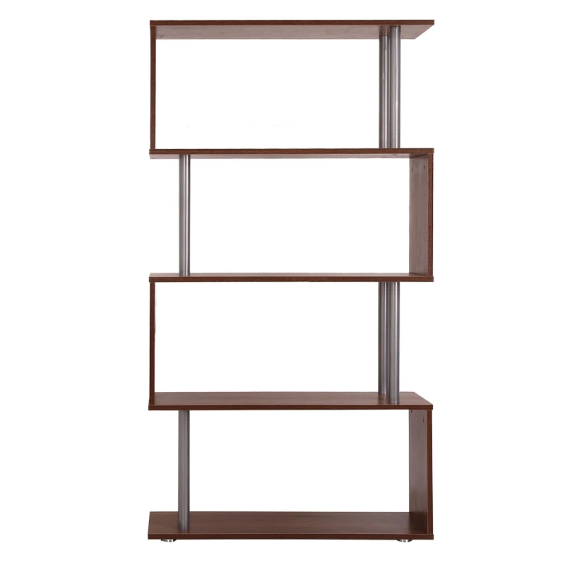 HOMCOM Bibliothèque étagère Design Contemporain en S 4 Niveaux 80L x 30l x 145H cm Coloris Noyer