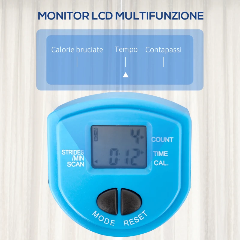 HOMCOM Stepper con Monitor LCD, Manubrio Regolabile ed Elastici, 55x53x118-128cm, Nero e Blu