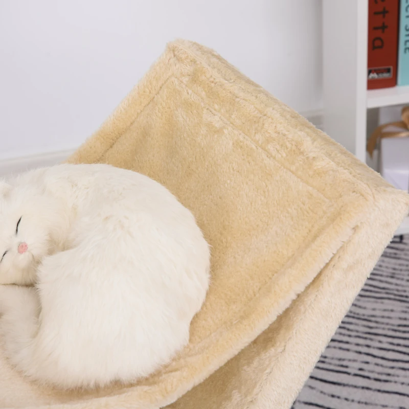 PawHut Tiragraffi per Gatti Pieghevole con Casetta, Amaca e Tappetino per Unghie, Giallo, 54.5x32x65cm