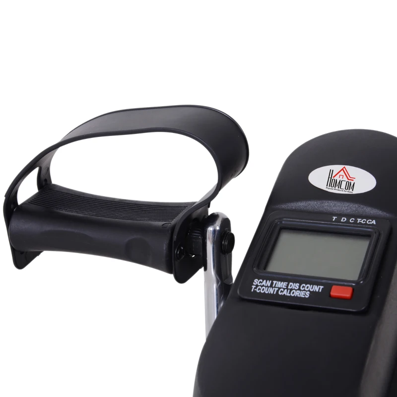 HOMCOM Mini Cyclette Portatile per l'Allenamento di Gambe per Braccia con Display LCD TPR, PP, PP, ruota in ghisa 35 x 40 x 31 cm Nero