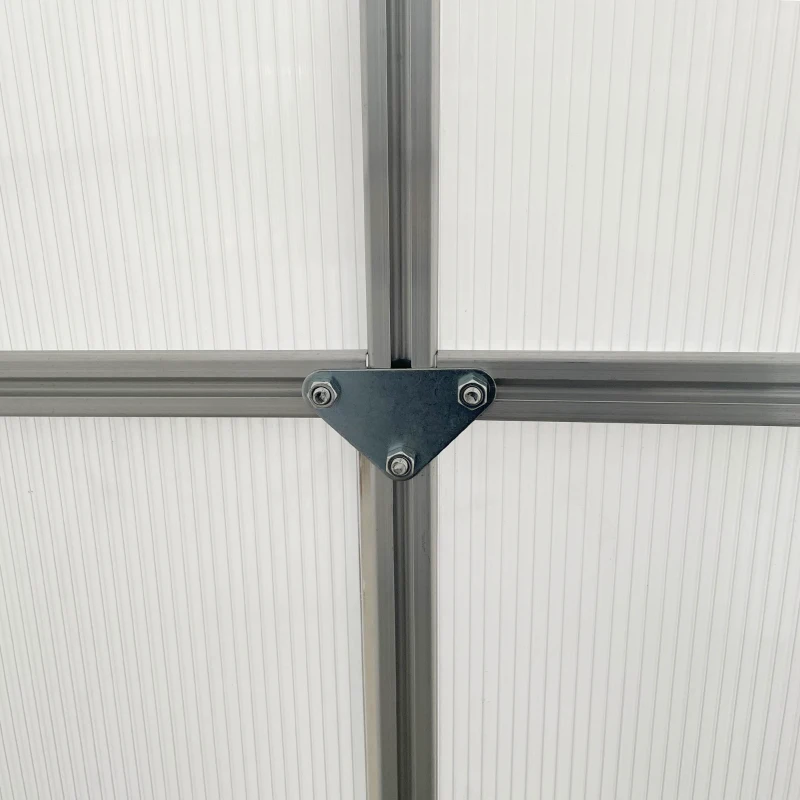 Outsunny Serre de Jardin en Polycarbonate 3,6 m² dim. 1,9L x 1,9l x 2H m avec Fondation, Lucarne réglable, Porte coulissante - Argent et Transparent