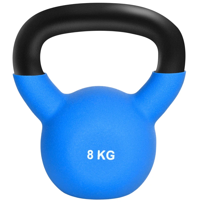 HOMCOM Pesa Rusa de 8 kg de Hierro Fundido con Revestimiento de Neopreno para Entrenamiento de Fuerza 20x13x23 cm Azul