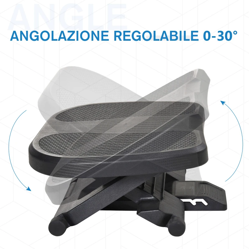 HOMCOM Pedana Poggiapiedi da Scrivania o Ufficio, Antiscivolo con Altezza Regolabile (10-16.5cm) e Angolazione 0-30°