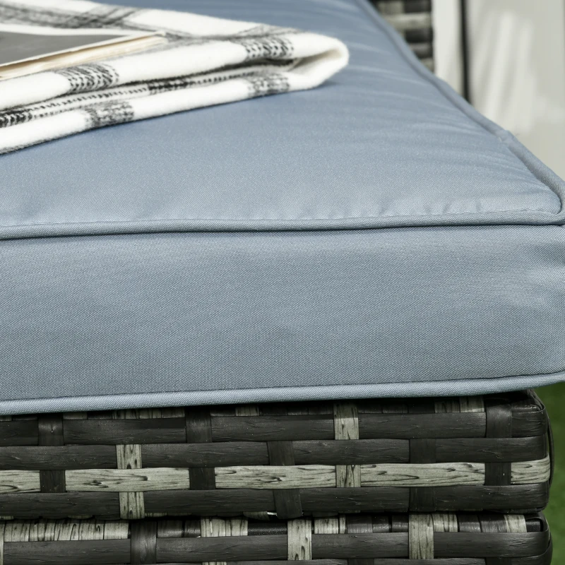 Outsunny Salotto da Giardino con Divanetto, Chaise Longue e Tavolino in Rattan PE con Cuscini, Grigio