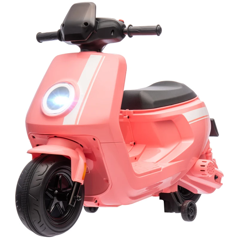 AIYAPLAY 6V Ride on Motorbike, Kids Electric Motorbike w/ Headlights, Music, Training Wheels, for Ages 18-36 Months, Pink