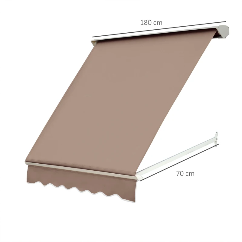 Outsunny Tenda da Sole a Caduta con Rullo Avvolgibile e Angolazione Regolabile 0-120°, 180×70cm, Marrone