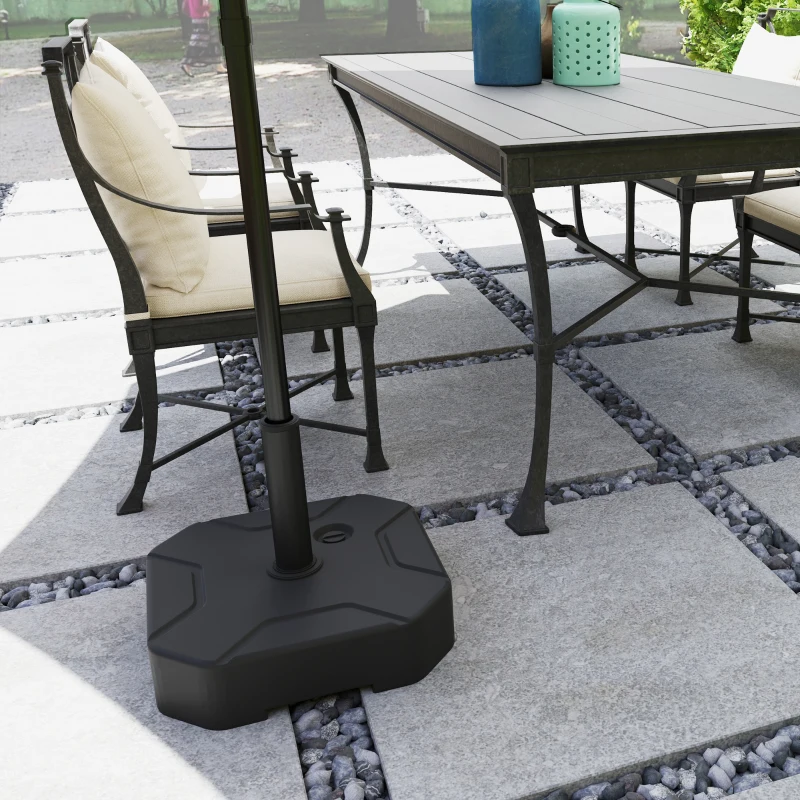 Outsunny Square Garden Parasol Base, Garden Umbrella Stand Heavy Duty Parasol Base, Filled Up to 25kg with Stand or 20kg with Water for for 38, 48 mm Poles, Black