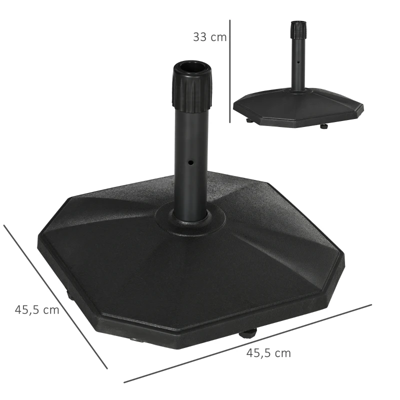 Outsunny Pied de parasol base de parasol en polyéthylène pour mât Ø 32, 34 et 38 mm - 46 x 46 x 39 cm noir