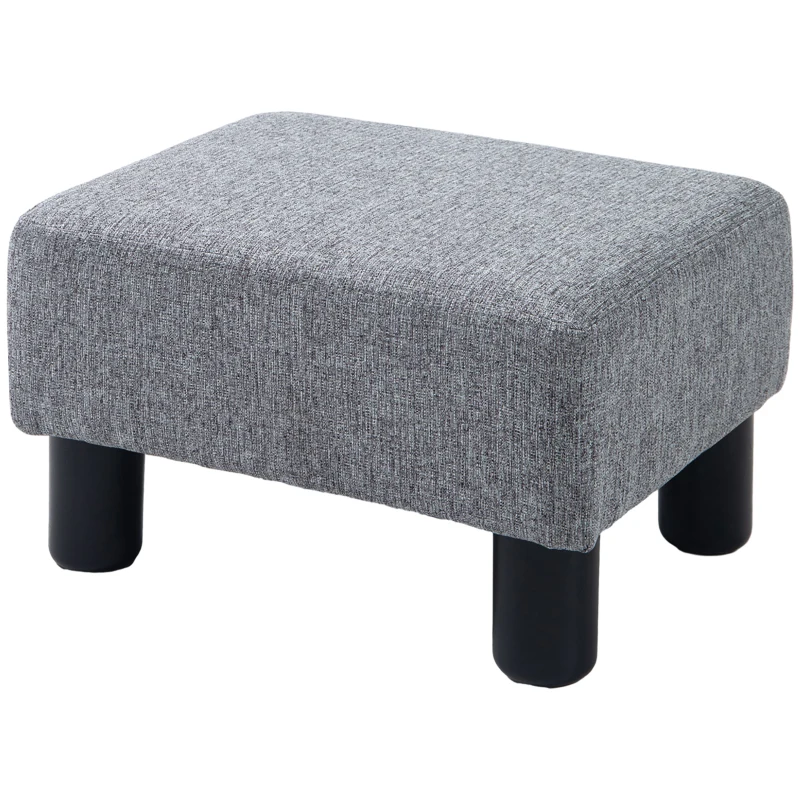 HOMCOM Pouf Poggiapiedi in Tessuto Effetto Lino Imbottito, 40x30x24cm, Grigio