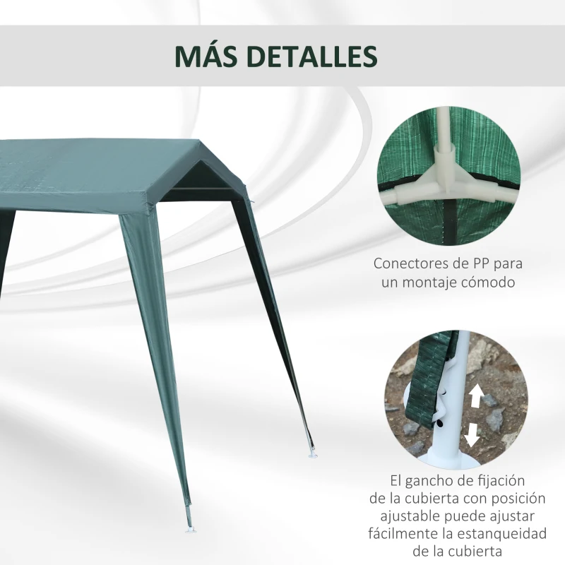 Outsunny Carpa Desmontable Carpa Pabellón de Jardín de Tubo de Acero Carpa Plegable para Camping 330x240x215 cm Pérgola de Color Verde