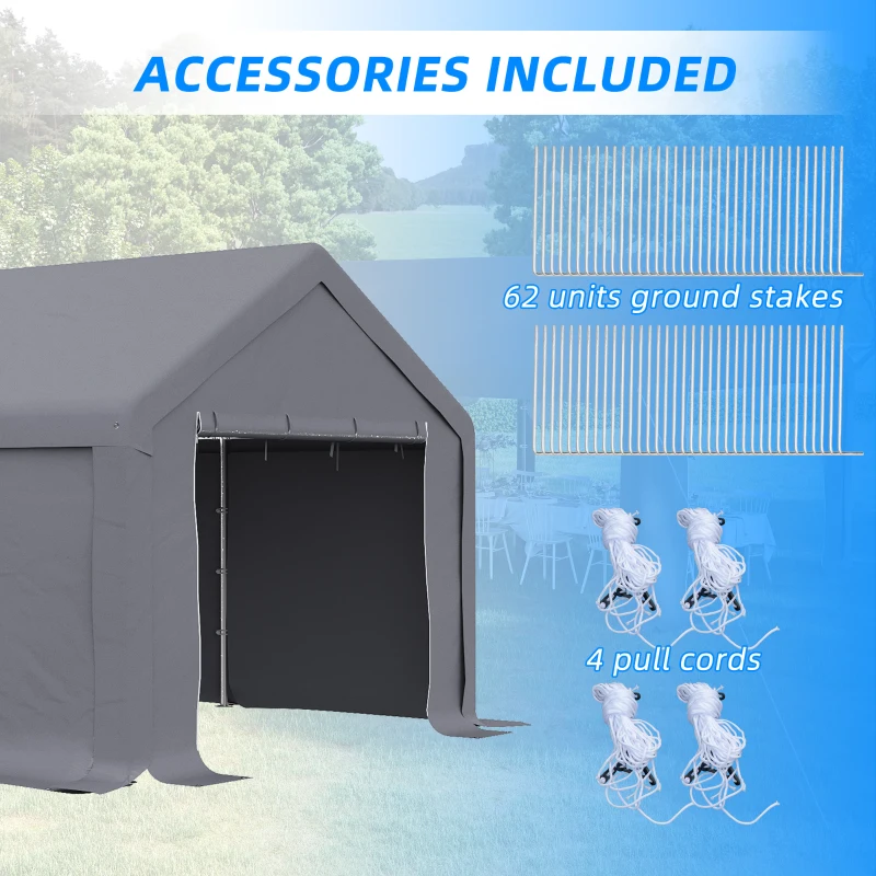 Outsunny 4 x 8 m Marquee Gazebo with Sides, 420g/m² PVC Cover, Heavy Duty Party Tent Canopy & Carport Shelter for Outdoor Event, Wedding, Dark Grey