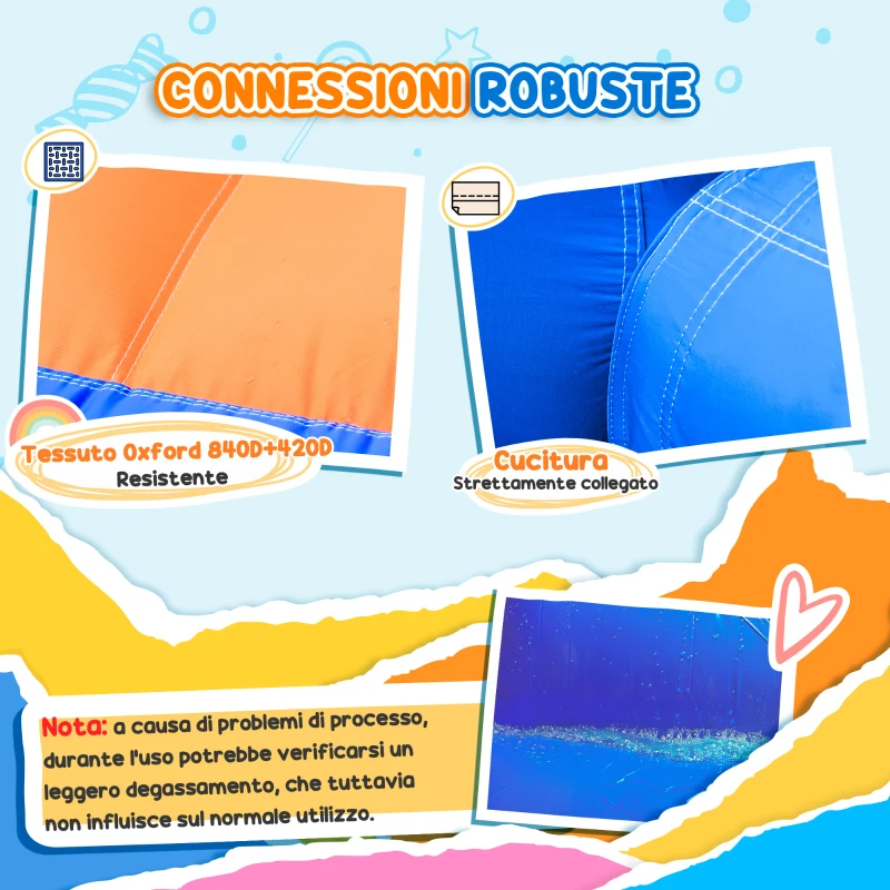 Outsunny Castello Gonfiabile Gigante e Rimbalzante per Bambini 3-8 Anni con Scivolo, Piscina e Gonfiatore 3.6x1.75x1.8m