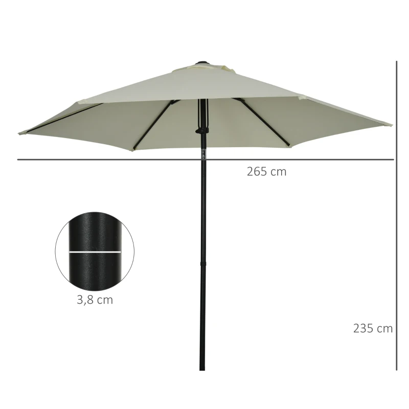 Outsunny Parasol de jardin inclinable à poussée manuelle avec aération en métal polyester haute densité 180g/m² gris clair