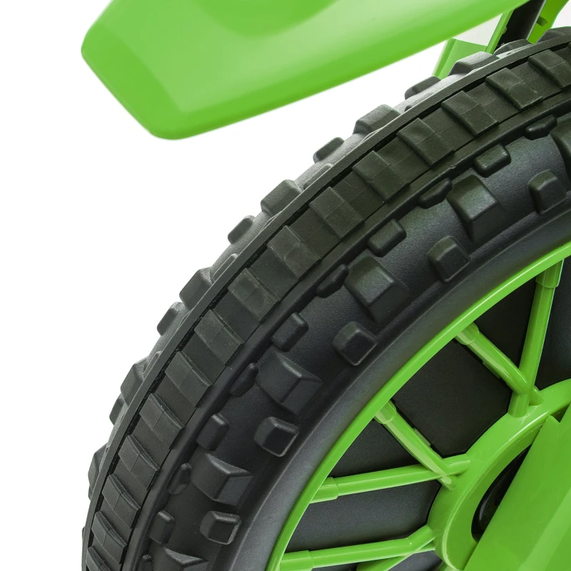 HOMCOM Moto Cross électrique pour Enfant 3 à 5 Ans 12 V 3-8 Km/h avec roulettes latérales Amovibles dim. 106,5L x 51,5l x 68H cm Vert(m-9)