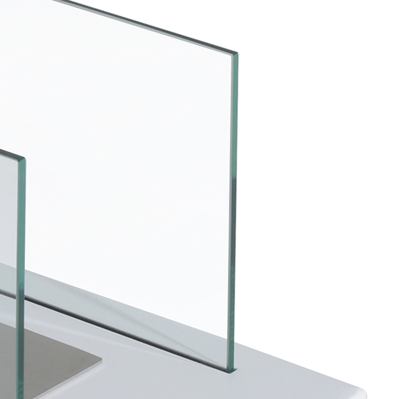 HOMCOM Camino a Bioetanolo da Tavolo 830 W Bruciatori senza Residui Inodore In Acciaio Inox con Vetro 35x18x21 cm Bianco