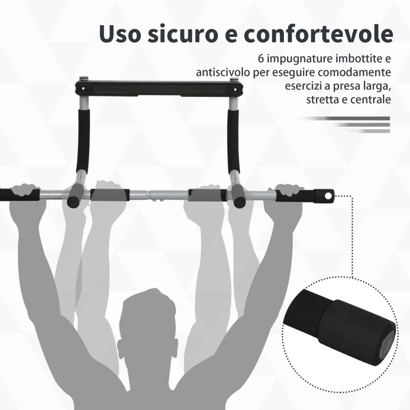 HOMCOM Barra per Trazioni a Pressione per Porta, Installazione senza Viti e Telaio in Tubi di Acciaio, Peso max: 110 kg