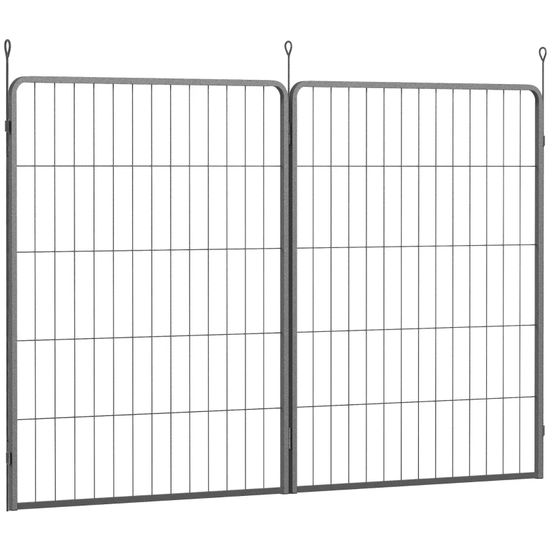 PawHut Zestaw 2 Paneli Rozszerzających dla Wybiegu Szczeniąt, Panele Ogrodzeniowe, Plac Zabaw dla Zwierząt, Ogrodzenie z Stali, Czarny