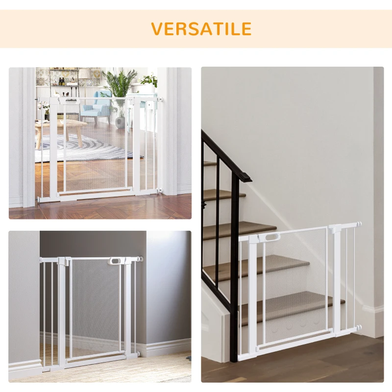 PawHut Cancellino per Cani Estensibile a Pressione con Chiusura Automatica per Spazi da 75-103cm, Bianco