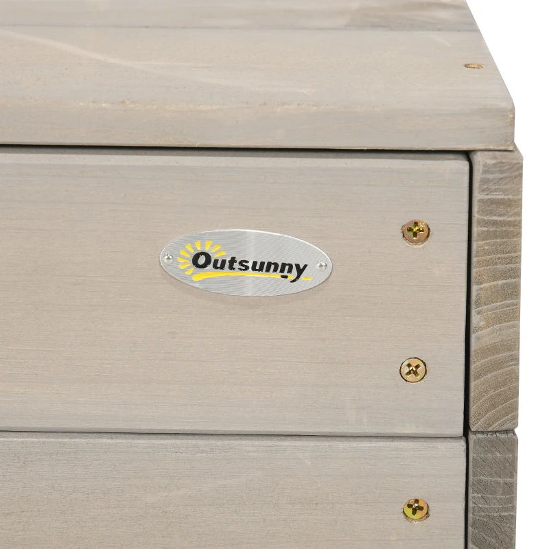 Outsunny Arenero de Madera para Niños con Toldo Ajustable Pizarra y 3 en Raya para Patio Jardín 114x113x110 cm Madera