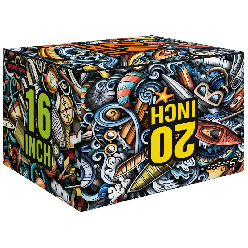 SPORTNOW Plyo Box 3 Altezze Jumping Box Antiscivolo per Casa e Palestra, 61x51x41 cm, Multicolore