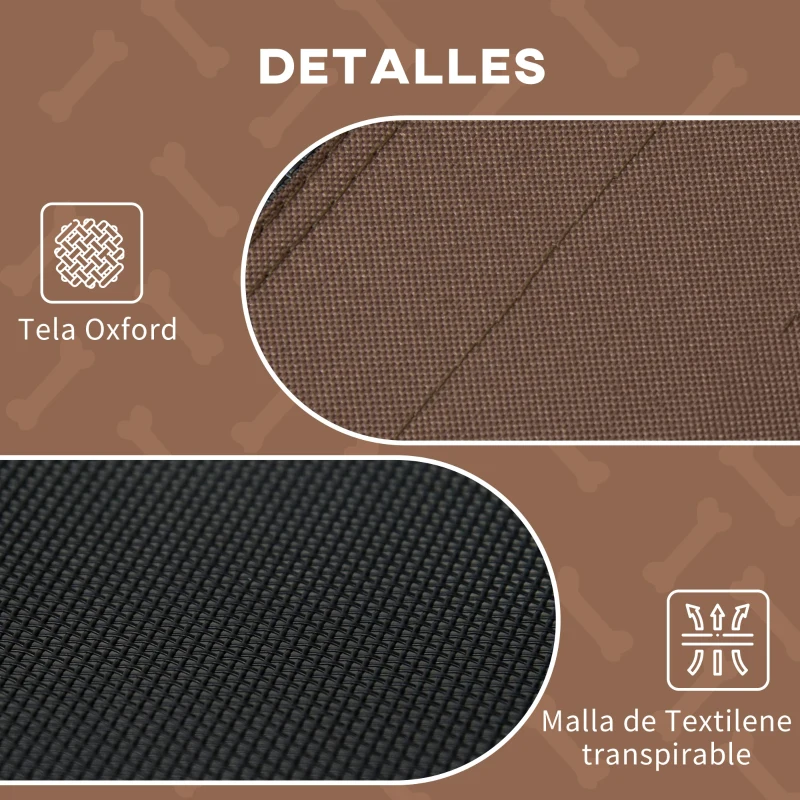 PawHut Cama Elevada para Mascotas con Toldo Extraíble Tela Transpirable para Interior y Exterior 92x76x90 cm Marrón