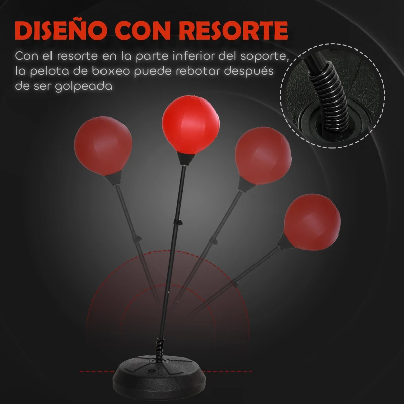 AIYAPLAY Saco de Boxeo para Niños de +5 Años con Guantes de Boxeo Altura Ajustable de 122,5-147 cm y Base Rellenable Rojo