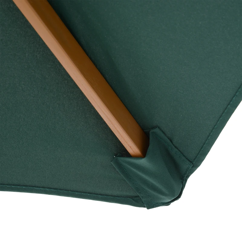Outsunny Ombrellone da Giardino 2.5x2.3m a 6 Stecche, in Legno e Poliestere, Verde Scuro