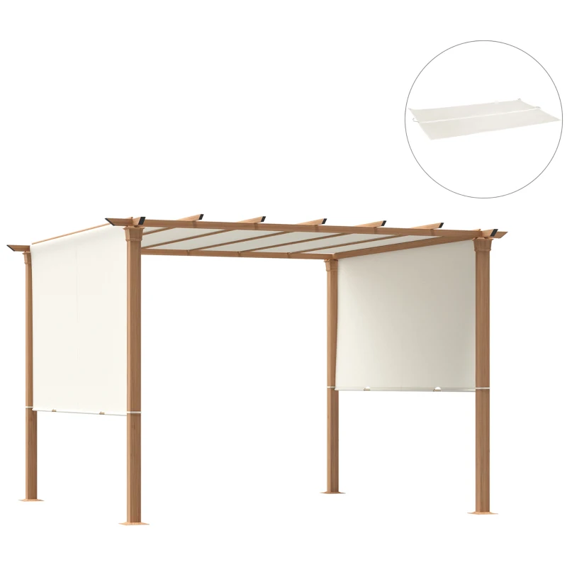 Outsunny Toile de rechange pergola rétractable de 5 x 2,4 m pour pergola de 3 x 3 m tissu polyester beige
