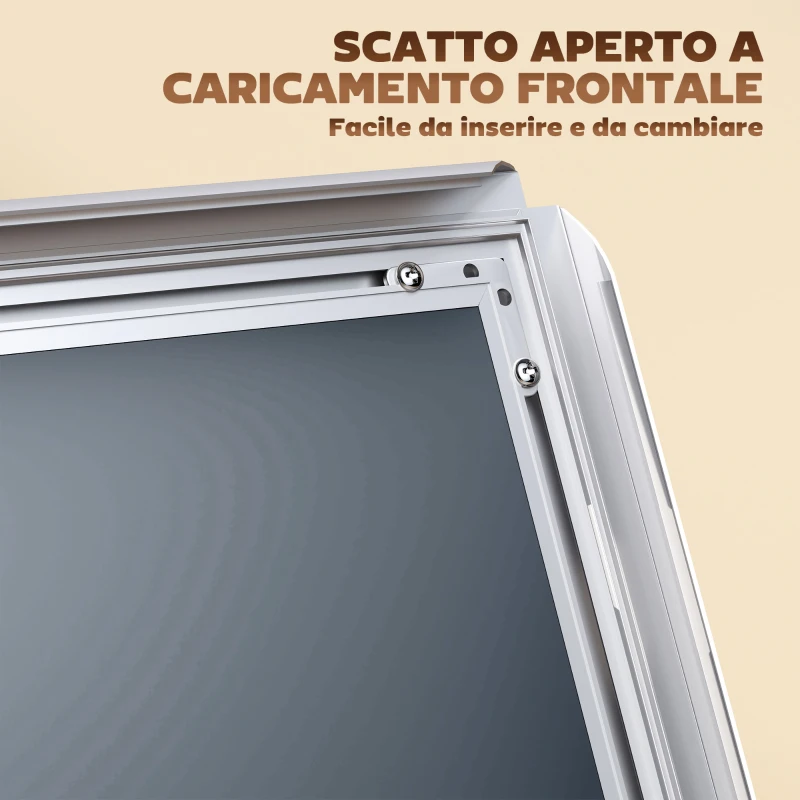 HOMCOM Cavalletto Espositore Poster A3 con Altezza e Inclinazione Regolabili, Acciaio e Alluminio, Argento