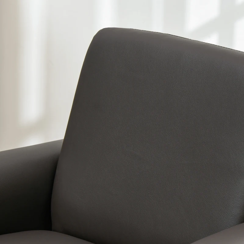 HOMCOM Poltrona per Salotto Imbottita, Poltrona Moderna in Finta Pelle e Legno, 75x78x81 cm, Marrone