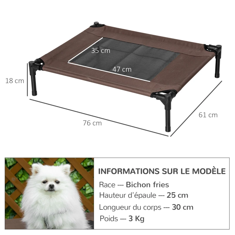 PawHut Lit pour chien chat lit de camp grand confort sur pieds tissu oxford textilène micro-perforé