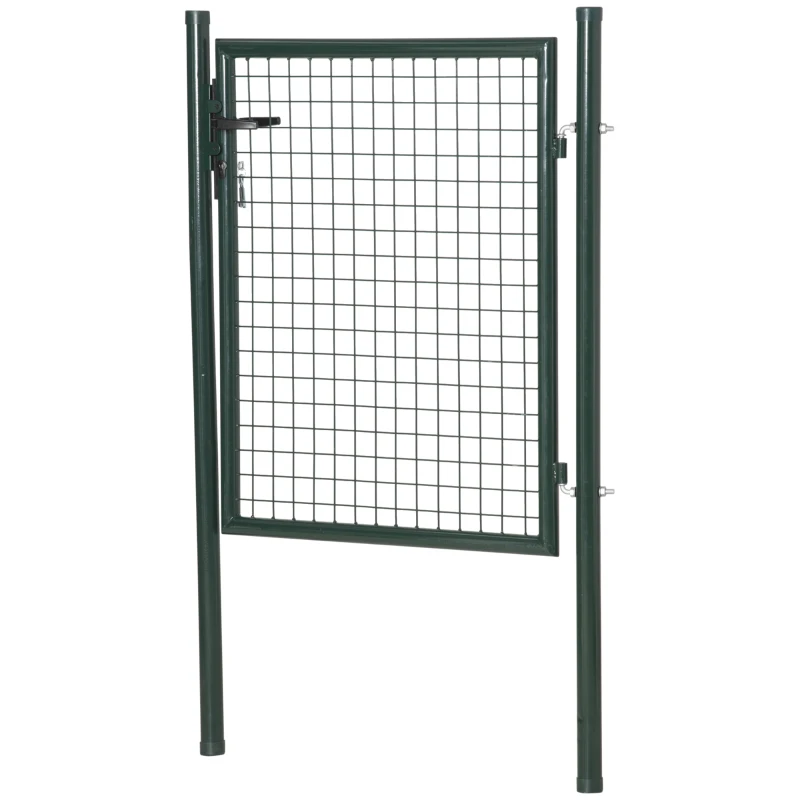 HOMCOM Portail en maille de jardin portillon de jardin portillon de patio porte de terrasse extérieur acier dim. 97L x 150H cm vert
